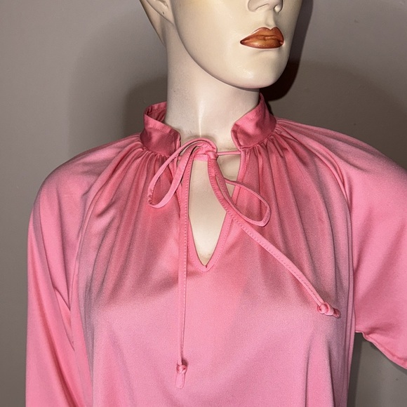 Vintage Pink Long Sleeve Polyester Blouse - Picture 5 of 16